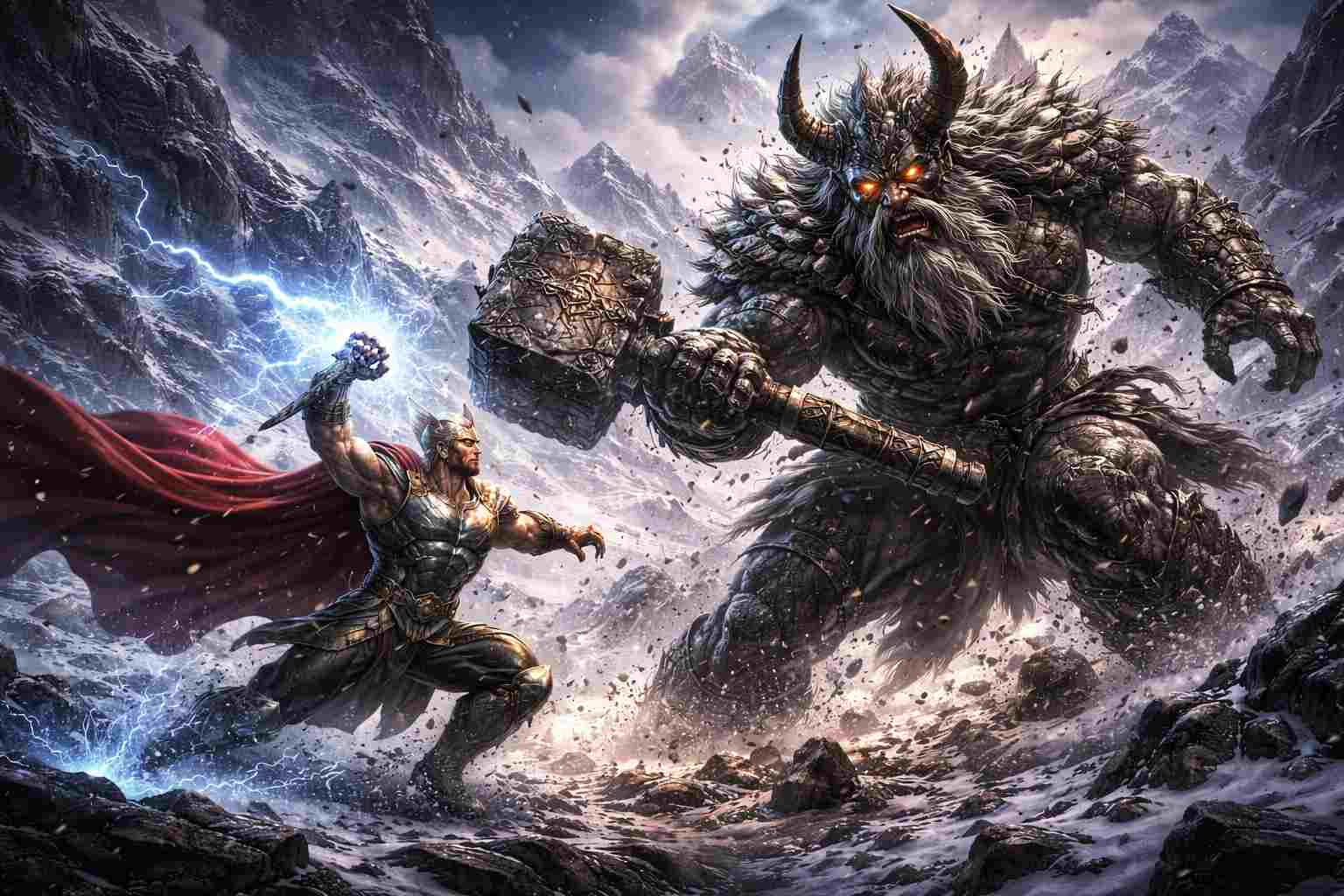 Thor i olbrzym Hrungnir – pojedynek na skraju Asgardu