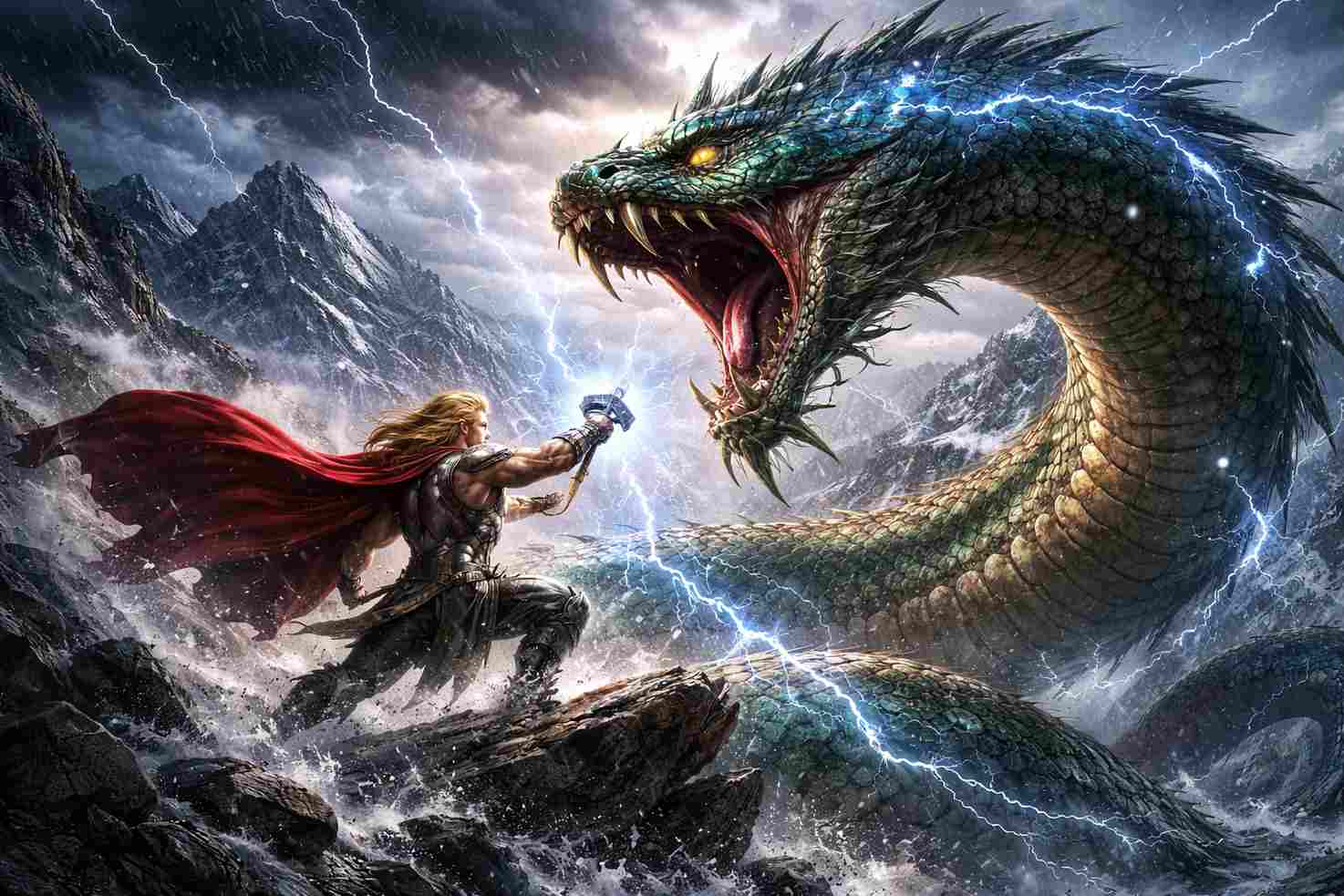 Pojedynek Thora z Jörmungandrem – gdy bóg gromu spotyka węża świata