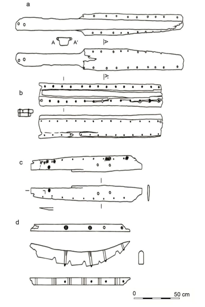 Rysunki zabytków szkutniczych ze stanowiska Tartaczna, fot. Muzeum Archeologiczne w Gdańsku