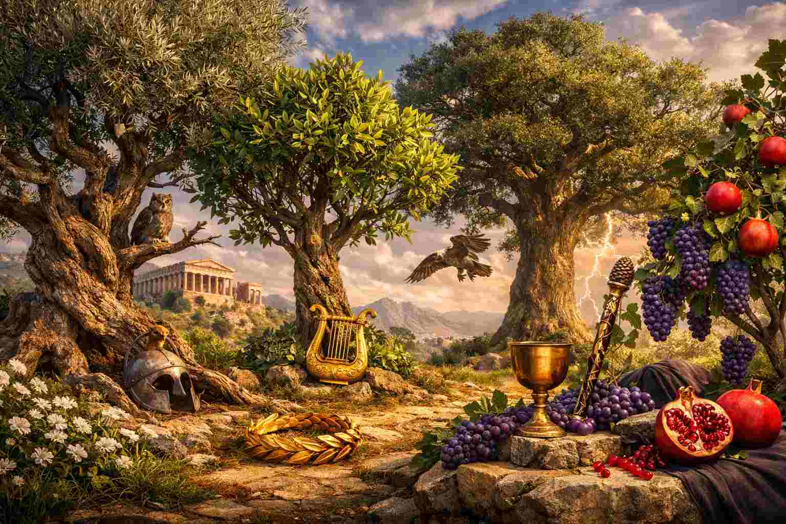 Drzewa w mitologii greckiej – oliwka Ateny, laur Apolla i inne święte rośliny