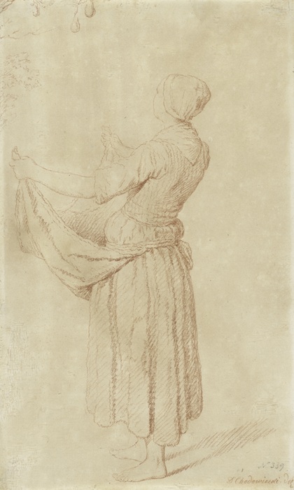 Daniel Chodowiecki, Dziewczyna łapiąca gruszki, 1771, Kolekcja prywatna