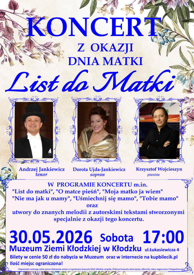 Koncert DZIEŃ MATKI 30 maja 2026, fot. Targi Staroci, fot. Muzeum Ziemi Kłodzkiej